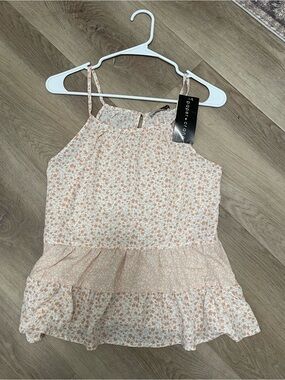 Paper Crane Peach Floral Ruffle Tiered Tank Top